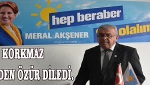 Korkmaz 6 asilden özür diledi.