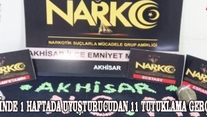 İL GENELİNDE 1 HAFTADA UYUŞTURUCUDAN 11 TUTUKLAMA GERÇEKLEŞTİ