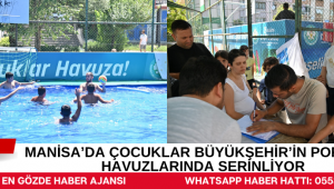 Manisa’da Çocuklar Büyükşehir’in Portatif Havuzlarında Serinliyor