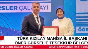 Türk Kızılay Manisa İl Başkanı Öner Gürsel’e Teşekkür Belgesi