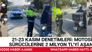 21-23 Kasım Denetimleri: Motosiklet Sürücülerine 2 Milyon TL'yi Aşan Ceza