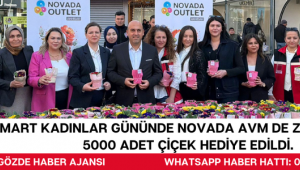 8 Mart kadınlar gününde Novada AVM de ziyaretçilere 5000 adet çiçek hediye edildi. 