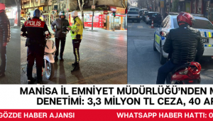 Manisa İl Emniyet Müdürlüğü’nden Motosiklet Denetimi: 3,3 Milyon TL Ceza, 40 Araç Men