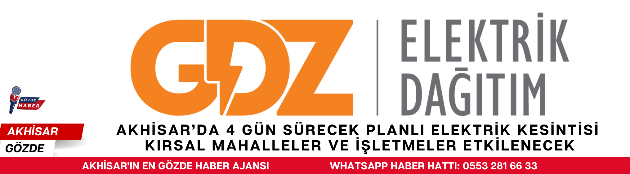 Akhisar’da 4 Gün Sürecek Planlı Elektrik Kesintisi Kırsal Mahalleler ve İşletmeler Etkilenecek