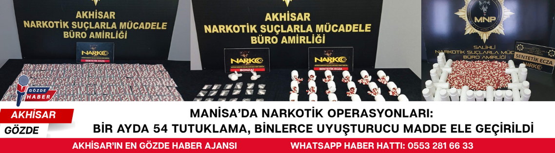 Manisa’da Narkotik Operasyonları: Bir Ayda 54 Tutuklama, Binlerce Uyuşturucu Madde Ele Geçirildi
