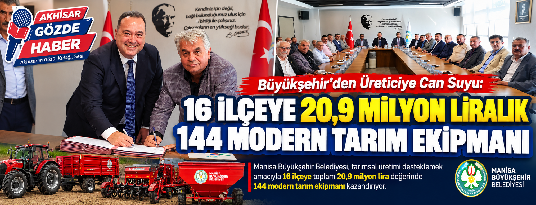 Büyükşehir’den Üreticiye Can Suyu: 16 İlçeye 20,9 Milyon Liralık 144 Modern Tarım Ekipmanı  